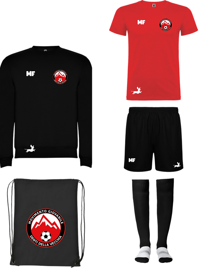 Kit base scuola calcio: capi del kit con logo MGDDV